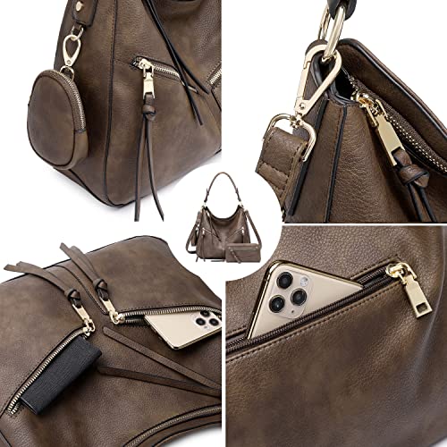 lapsting Hobo Bags for Women Handbags Purse Ladies Boho Shoulder Bag Crossbody Purses Faux Leather - color: A - 15.2inch Coffee - Gold Hardware