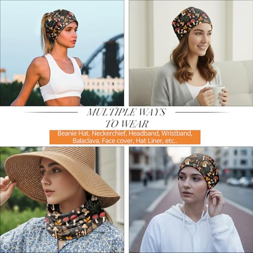 Chemo Caps Slouchy Beanie Hat Stretch Cancer Head Wraps Turban Sleep Headwear Scarf for Women Girls Men - color: I-4-mushroom