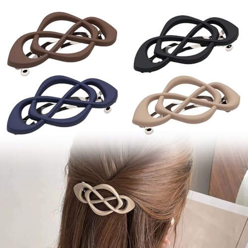 Vintage French Barrette Clips, 2025 New 4 Pack Hair Accessories for Women & Girls, Thick to Thin Hair (H) - color: H