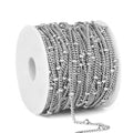 33 Feet Stainless Steel Satellite Curb Chain Roll, 2mm 304 Stainless Steel Ball Beaded Twisted Link Chains Spool Bulk for Jewelry Making DIY Craft - color: Stainless Steel Small Beads Satellite Curb Chain