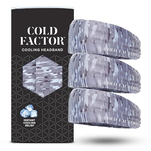 COLD FACTOR Cooling Headband for Women and Men – UPF 50+ Advanced Evaporative Comfort, Instant Cooling Sweatband for Outdoor Sports, Fitness, Yoga, Hiking, Running, and Workout - color: Camo
