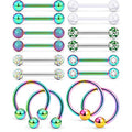 16Pcs Nipple Piercing Jewelry 14G Surgical Steel Nipple Rings Hoop Rings Retainer Piercing Jewelry for Women Men 14MM (9/16 Inch) - color: C:8 pairs/rainbow