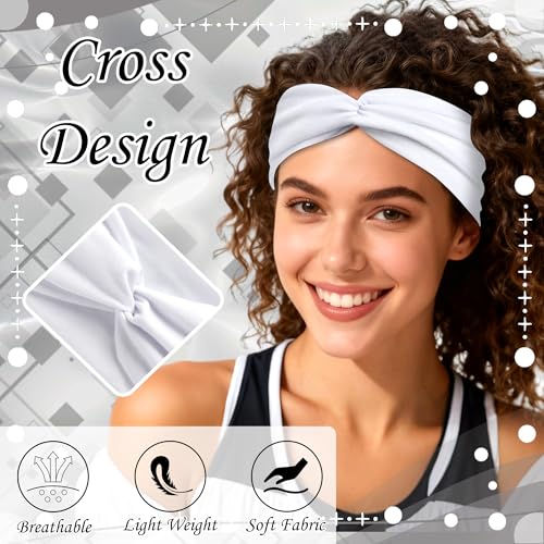 3 Pack Boho Headbands for Women Short Twist Turban Headbands Elastic Non Slip Hair Bands Womens Workout Hair Wraps Accessories - color: Black,White and Grey