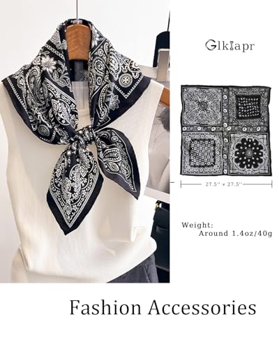 Satin Bandana Headscarf for Women Silky Hair Scarves for Fashion Lightweight - color: 23-black Cashew Nuts