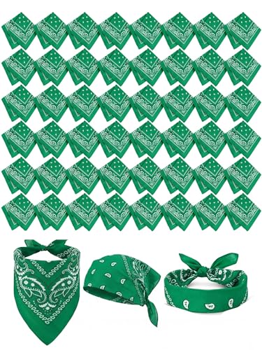 Unittype 48 Pieces Paisley Bandana Novelty Unisex Cowboy Headband Sports Bandannas Scarf Outdoor for Western Party Costume - color: Dark Green, style: Classic