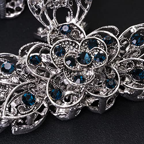 Large Claw Hair Clips 2PCS For Women and Girls Metal Retro Style With Sparkly Glitter Rhinestones Banana Jaw Hair Clamps Strong Hold Nonslip Hair Accessories