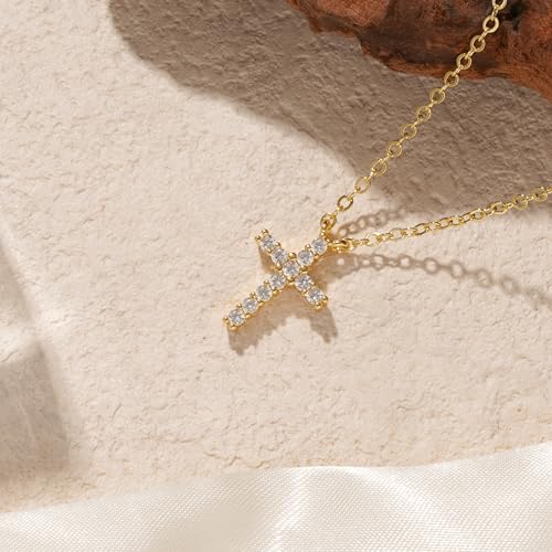 Turandoss Gold Cross Necklace for Women Girls Jewelry Gifts, Dainty 14K Gold Plated Cross Necklace Infinity CZ Holy Mary Medal Necklaces for Women Baptism Religious Faith Jewelry First Communion Gifts - color: cubic zirconia cross necklace