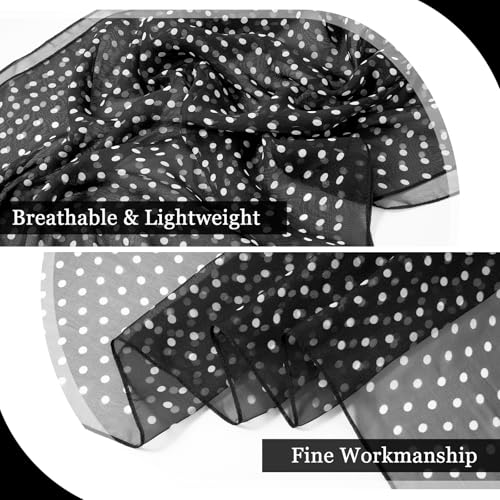 E-Clover Unique Fashion Women's Scarf Chiffon Sheer Scarves for Women Lightweight - color: Black Polka Dot-01
