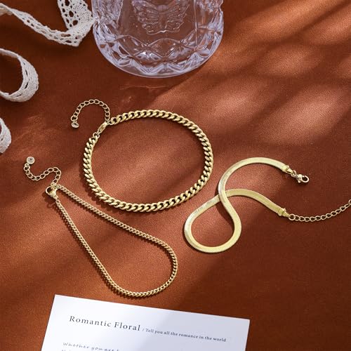 VIROMY Gold Ankle Bracelets for Women - Layered Anklets for Women Waterproof Beach Jewelry Gifts - color: Anklet G-Gold
