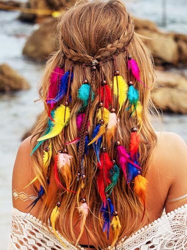 Colorful Feather Headband Rainbow Pride Hair Accessories for Women