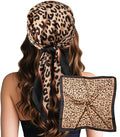 Sumolux Head Hair Scarf for Women Like Satin Silk Scarf Bandana Hair Wrapping Night Large Square Scarves 27.5" - color: Brown Leopard Print
