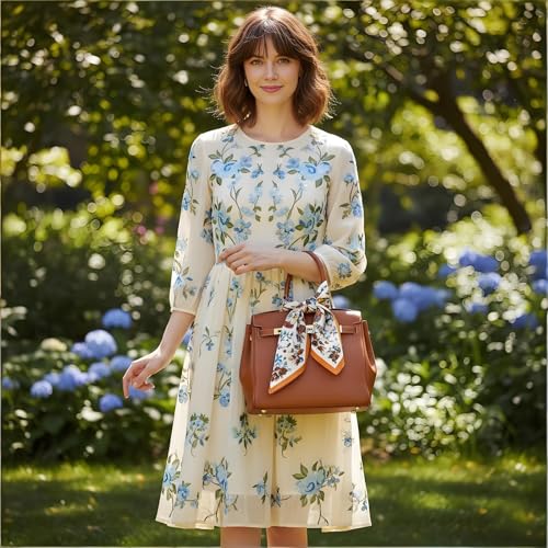 Premium Floral Scarf for Women 35x35 Square Silk Feel-Lightweight Scarves Headscarf Bandanas Wrapping Handbag - color: ‌festive Floral & Fauna Scarf