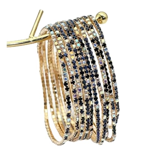 10 Pieces Women's Tennis Bracelet Set 2mm Extra-fine Delicate Rhinestones Adjustable Stackable Stretch Bracelet Wedding Party Jewelry Gifts - color: G-Dark Blue Series