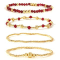 Dainty 14K Gold Lantern Beaded Bracelets Stack for Women,4PCS Colorful Glass Beads Stretch Stackable Bracelets Set Fashion Prom Jewelry Gift Friendship - color: Red
