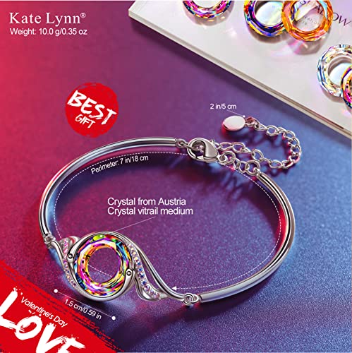 Kate Lynn "Rise From the Ashes" Phoenix Bracelet Made with Crystals from Austria, Adjustable Bangle Bracelet for Women 7"+2", Packaged with Jewelry Box, Birthday Gift for Women, Symbol of Luck and Renewal - color: Iridescence