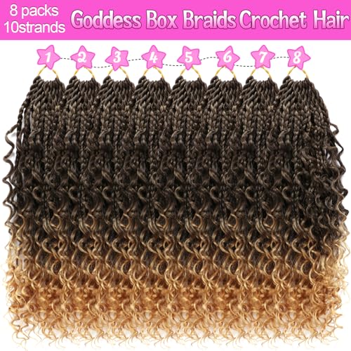 Goddess Boho Box Braids Crochet Hair-8 Packs 14 Inch Crochet Box Braids for Black Women Pre Looped (T27, 14 Inch (Pack of 8)) - color: T27, size: 14 Inch (Pack of 8)