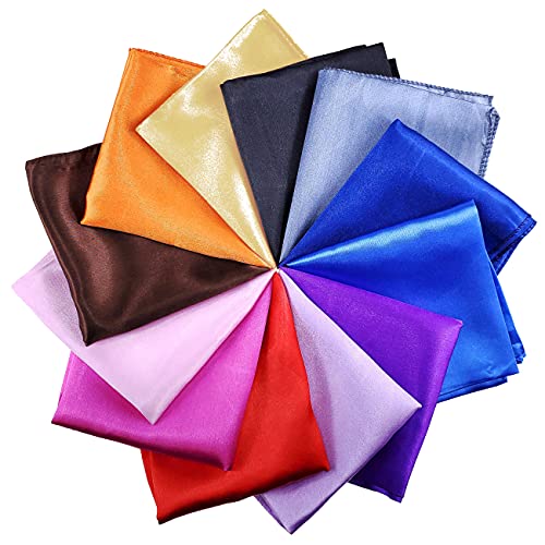 12 Set Mixed Designs Small Square Satin Womens Neck Head Scarf Scarves Bundle - color: Set B