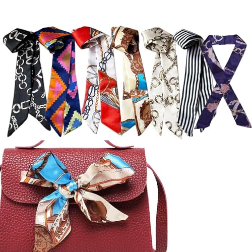 5/7Pcs Fashion Scarves for Women, Multifunctional Boho Scarves Headbands Satin Scarf for Bag Hair Accessories - color: Various