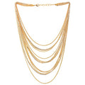Waterfall Multi-Strand Chains Statement Collar Necklace with Rhinestones Chains, Dress - color: C-Metal Color: 18K Gold-Plated