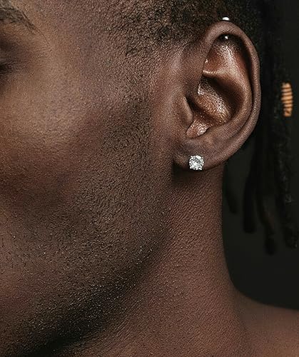925 Sterling Silver Stud Earrings Simulated Diamond Round Cubic Zirconia Earring Set for Women Men 7-10MM - size: 7mm