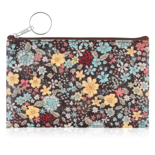 Amabro Small Coin Purse for Women, Boho Wallet Coin Bag with Keychain Zipper Pouch Change Wallet Cash Lipstick Storage(Black) - color: Black