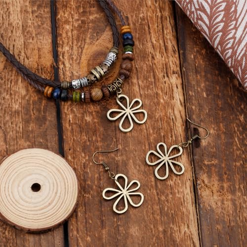 Mikovivi Multi-Layer Wood Bead Necklace with Hollow Flower Earrings, Boho Hippie Necklaces Unisex Bohemian Jewelry for Men Women - style: style 2