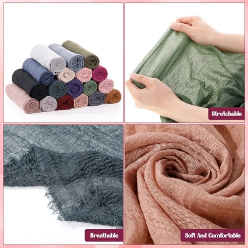 Yahenda 18 Picees Women Scarfs Shawl Hijab Soft Cotton Hemp Long Scarf Head Wraps for Women, 27 x 69 Inches - color: Earth Tone Color