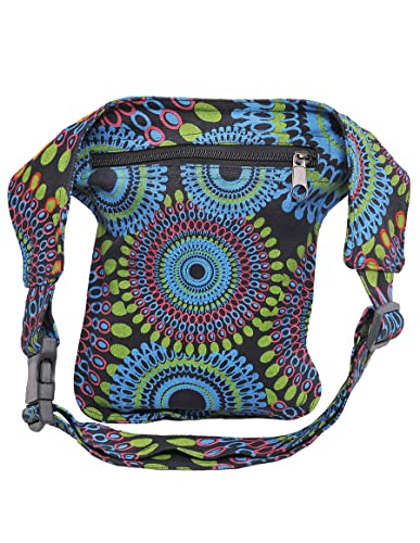 The Collection Royal Handmade Festival Waistpack Boho Hippie Waist Bag Hip Bum Running Belt Fanny Pack Travel Utility Belt (Blk+Grn) - color: Blk+Grn