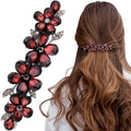 Joez Wonderful Rhinestone Hair Clips, Bridal Hair Accessories for Women, Sparkly Crystal Hair Pins, Fancy Hair Barrettes for Wedding, Bride, Long Hair (Red Flower, 1 Pcs) - color: Flower Red