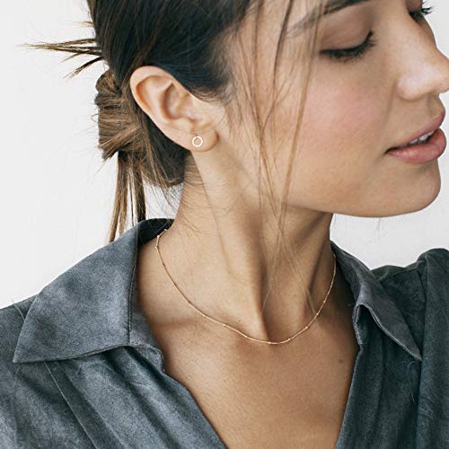 Aobei Pearl 18K Gold Plated Paperclip Chain Choker Satellite Chain Freshwater Cultured Biwa Pearl Pendant Necklace Dainty Turquoise Jewelry for Women - color: Dainty 18K Gold Plated Bead Station Chain