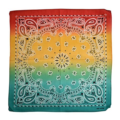 NYFASHION101 Unisex Double Sided Print Paisley Cotton Bandana Head Wrap Scarf - color: Rasta Fade