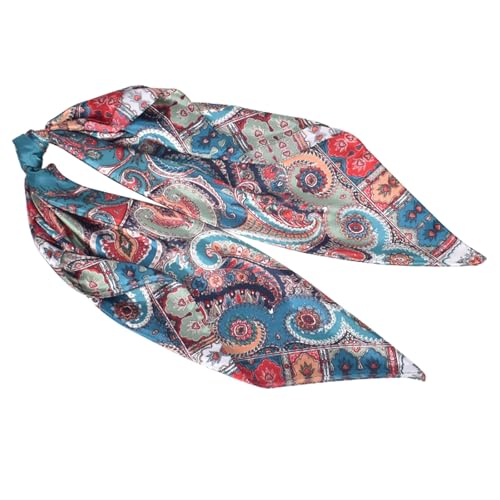 35 x 35 Women's Fashion Pattern Large Square Silk Like Hair Scarf Head Sleeping Wrap Satin Neck Bandana for Gift… - color: Blue - Buddha Cashew Nut