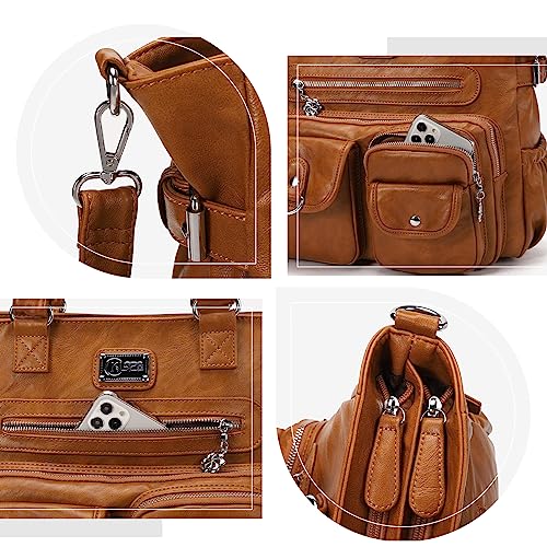 KL928 Large Purses for Women Shoulder Bag Tote Handbags Stylish Vegan Leather Hobo Bags Ladies, A-Black-4 | Large - color: 01-yellowish Brown