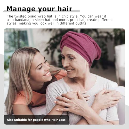 AQOKKA African Turban for Women Knotted Hair Wraps for Turban Head Scarf for Black Women Hair Cancer Chemo Headwear Cap - color: Twisted Braid: 1 Pack Purple