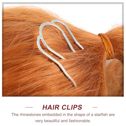 FOMIYES 6Pcs U-Shaped Iron Art Hair Pins with Wave Design Retro Chignon Hair Forks for Women and Large and Medium Four-Prong Plus Small Double-Prong Set Suitable for Styling Random Color