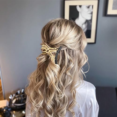 5 Pieces Stretchy Magic Adjustable Elastic Hair Comb Clips & Pins - No Crease Vintage Bun Makers for Women Girls, Curly Thick Wavy Ponytail Hair Accessories - color: Yellow,White,Pink,Purple,Navy blue