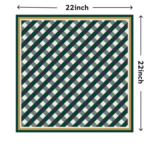 Single Pack Bandanas 60s Premium Cotton Soft Thin Handfeel Large Handkerchief for Men and Women - color: Green Plaid