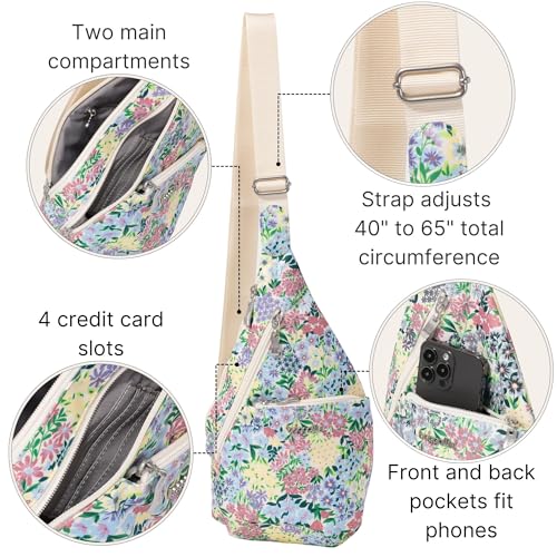 Baggallini Mini Sling - 12x7 Sling Crossbody Bag Backpack with Adjustable Shoulder Strap - color: Meadow Print