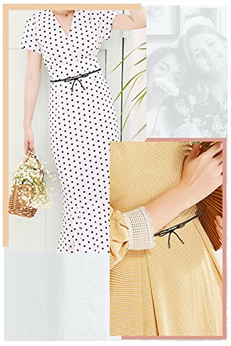 TeeYee Waist Belt Woven Knitted Rope/Chain PU leather 3 Pieces Tassel Rope Skinny Belt - color: 019blackwhitetan