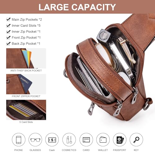 cakang Womens Sling Bag Crossbody Bags for Women Vegan Leather Sling Backpack Daypack Fanny Pack Crossbody Purse Travel - color: 5-brown-mini