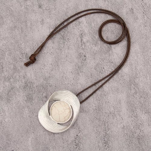 Leather Necklace for Women Long Boho Necklace Bohemian Choker Vintage Necklace Braided Boho Jewelry with Adjustable Brown Leather Cord - color: Chunky Boho Long Necklace