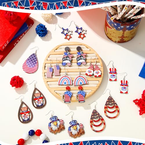 Nosiny 4th of July Earrings Patriotic Independence Day Earrings Bulk Acrylic 250th Anniversary Memorial Day Jewelry for Women