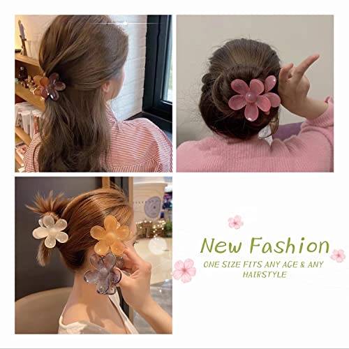 Flower Hair Clips 8PCS, Large Claw Clips for Women Girls Thick Thin Hair, Strong Hold Non slip Big Matte Dasiy Jaw Clamps Hair Accessories 8 Colors - color: Transparent:Green,Rose Red,Purple,Brown,Pink,Yellow,Orange,Gray
