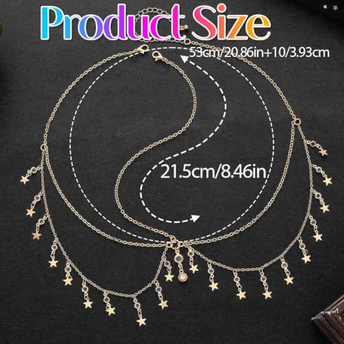Aukmla Gold Head Chain Jewelry Star Headpiece Hair Chains for Women | Boho Hair Head Piece Jewelry Stars Headdress Festival Hair Accessories