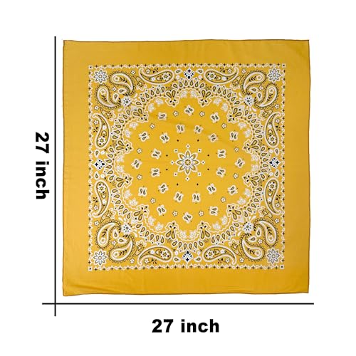 Bandana Single Pack Soft Thin 27 inch Cotton Paisley Extra Large Headwear - color: Golden