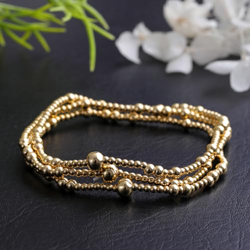 Gold Beaded Cross Bracelet for Women, 14K Plated Adjustable Stackable Dainty Bracelets, Non Tarnish Fashion Jewelry Set Gifts for Women Birthday Friendship - color: Colors-16