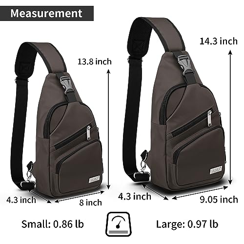 AMJ Crossbody Sling Bag Men Women, Casual Shoulder Backpack, Chest Daypack Satchel for Hiking Travel - color: Brown, size: Small