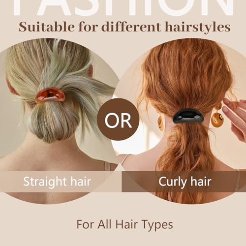 3PCS Hair Ties, Acrylic Hair Ties for Thick Hair, Elegant Durable Geometric Design Hair Cuffs, Hair Accessories Stretchy and Non-Damage Ponytail Holders 3 Style Holiday Gifts Marble Color - color: Acrylic Set