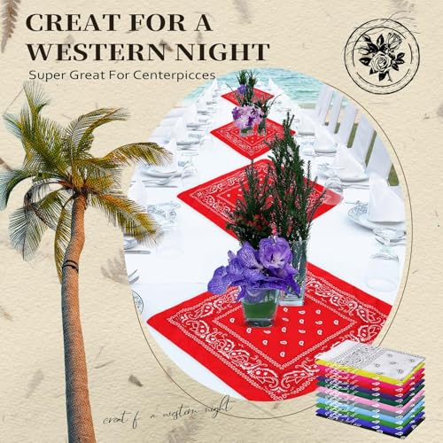 Suhine 24 Pcs Bandanas Bulk for Women Men 22 x 22 Inch Paisley Outdoor Headband Cowboy Handkerchief Summer - color: 12 Colors a