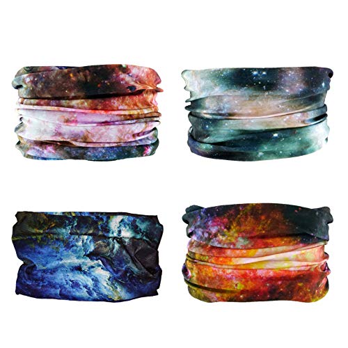 4 Headband Bandana Balaclava Half Face Mask Shield Head Hair Scarf Neck Gaiter Hat Multipurpose For WoMen Men Breathable Reusable Washable Universe Nebula Blure Orange - color: 4x Nebula Seamless Half Face Mask #1